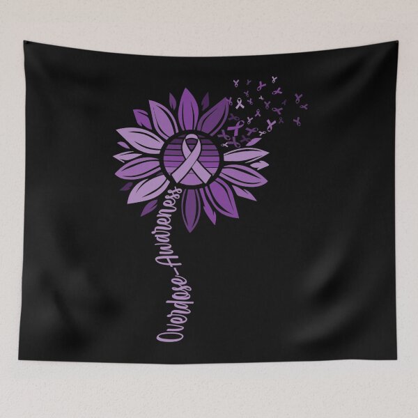 Item preview, Sunflower Overdose Awareness Purple Ribbon designed and sold by HelgaSchwarz.