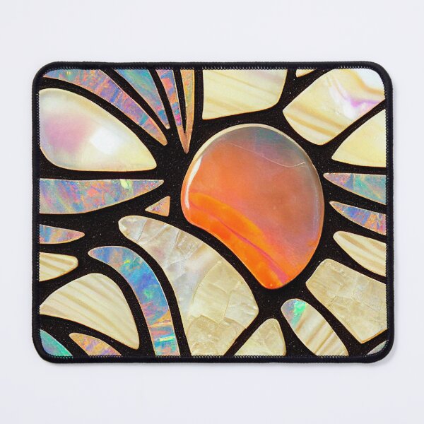 Item preview, Mother of Pearl and Fire Opal Flower Mosaic Inlay designed and sold by JediNeil.