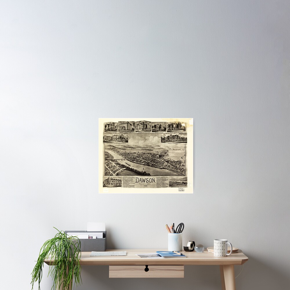 "Aerial View of Dawson, Pennsylvania by T.M. Fowler (1902)" Poster by