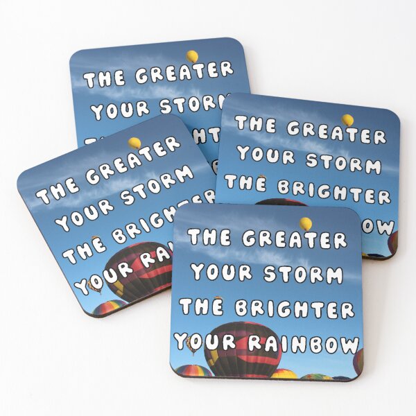 Item preview, The Greater Your Storm, The Brighter Your Rainbow - Inspirational Quote, Colorful Hot Air Balloons Sky Aesthetic Photography Version 2 designed and sold by Lucidesigns.