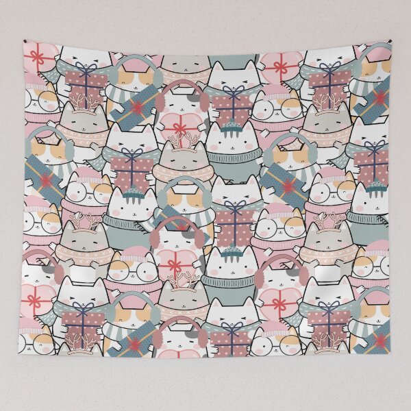 Item preview, Seamless Christmas Cute Cats Pattern designed and sold by sweary12.