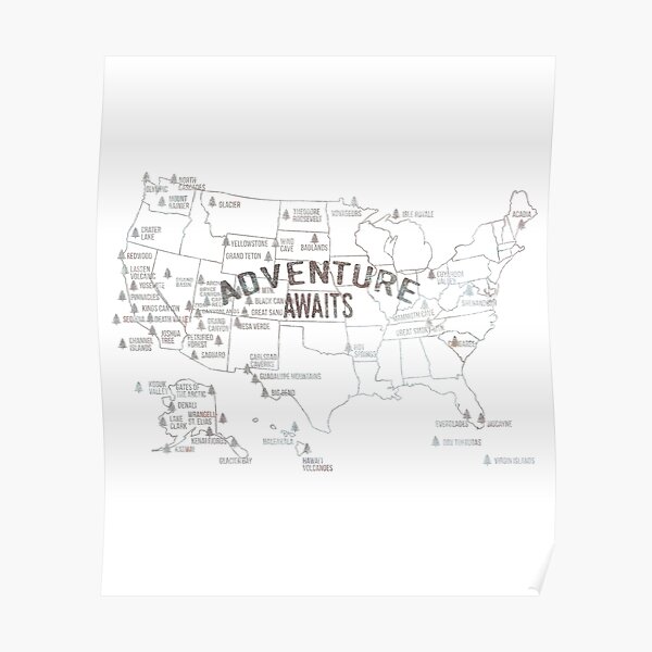 National Parks Checklist Poster By Sienajt Redbubble