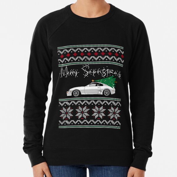 Artikel-Vorschau von MK4 Supra Sweatshirt | Hässlicher Weihnachtspullover, Merry Supristmas JDM, Geschenk für Autofahrer, Liebhaber, Enthusiasten, Freund, 2JZ, A80 MKIV Supra, Weihnachtsbaum, Schaukeln um den Weihnachtsbaum, designt und verkauft von 365CarMods Official.