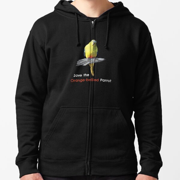 Save the Orange-bellied Parrot items (dark background colours) Zipped Hoodie