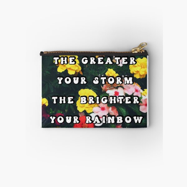 Item preview, The Greater Your Storm, The Brighter Your Rainbow, Colorful Flowers and Butterfly Inspirational Quote Version 3 designed and sold by Lucidesigns.