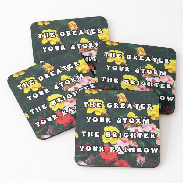 Item preview, The Greater Your Storm, The Brighter Your Rainbow, Colorful Flowers and Butterfly Inspirational Quote Version 3 designed and sold by Lucidesigns.