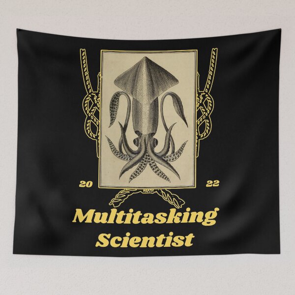 Item preview, 'Multitasking Scientist' Old Book Octopus Graphic - Funny Quotes Designs for T-shirts, stickers and other accessories designed and sold by Ridiculam Toga.