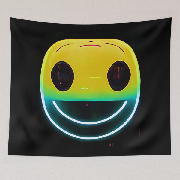 Item preview, Robotic smiley face in neon colors designed and sold by yayor.