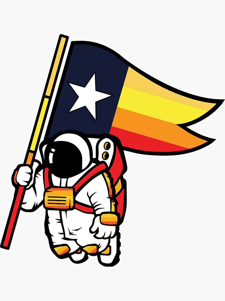 "Houston champ texas flag astronaut space city" Sticker for Sale by