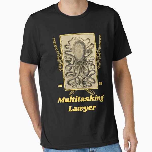 Artikel-Vorschau von „Multitasking Lawyer“ Old Book Octopus Graphic – Lustige Zitate-Designs für T-Shirts, Aufkleber und andere Accessoires, designt und verkauft von Ridiculam Toga.