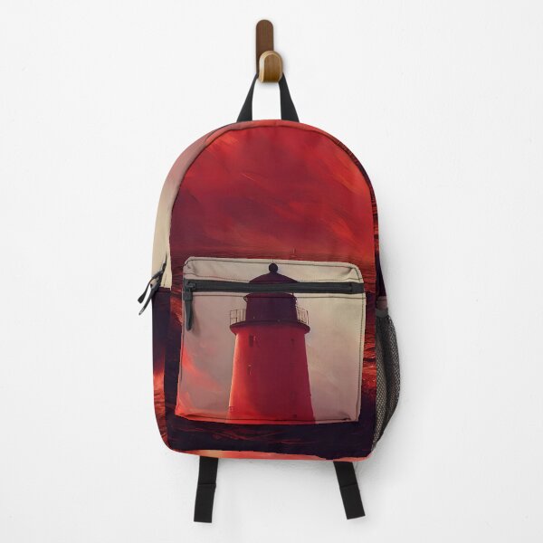 Item preview, a painting of a lighthouse on a tumultuous sea of red designed and sold by AJDesignStudio.