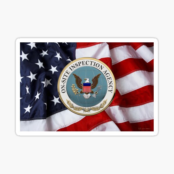 Item preview, On-Site Inspection Agency - OSIA Seal over U.S. Flag designed and sold by Serge Averbukh Art Studio.