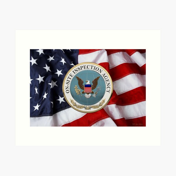 Item preview, On-Site Inspection Agency - OSIA Seal over U.S. Flag designed and sold by Serge Averbukh Art Studio.