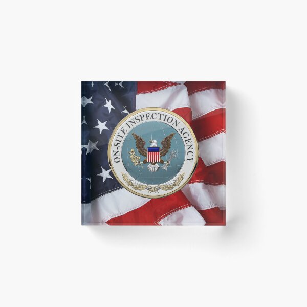 Item preview, On-Site Inspection Agency - OSIA Seal over U.S. Flag designed and sold by Serge Averbukh Art Studio.