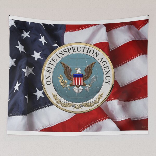 Item preview, On-Site Inspection Agency - OSIA Seal over U.S. Flag designed and sold by Serge Averbukh Art Studio.