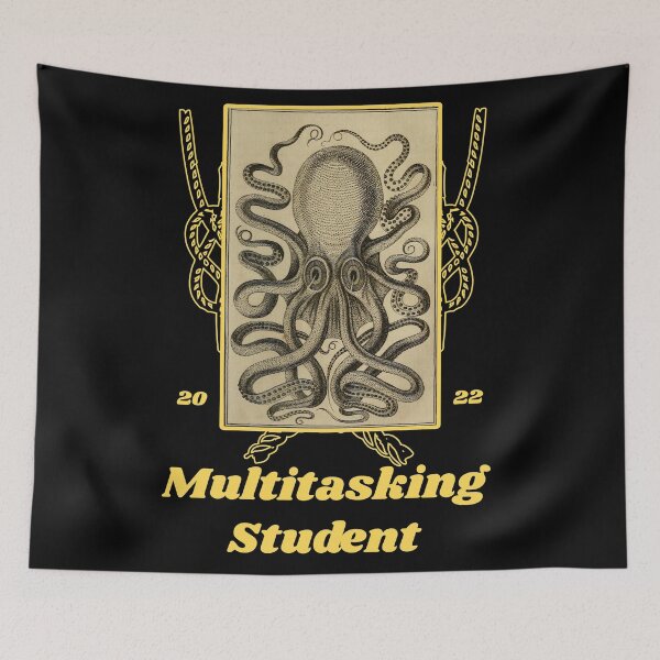 Item preview, 'Multitasking Student' Old Book Octopus Graphic - Funny Quotes Designs for T-shirts, stickers and other accessories designed and sold by Ridiculam Toga.