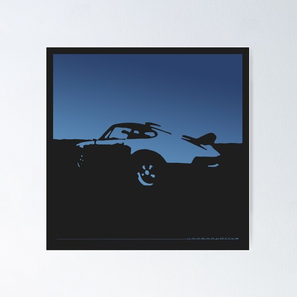 Porsche 911 Carrera - Blue on Black Poster