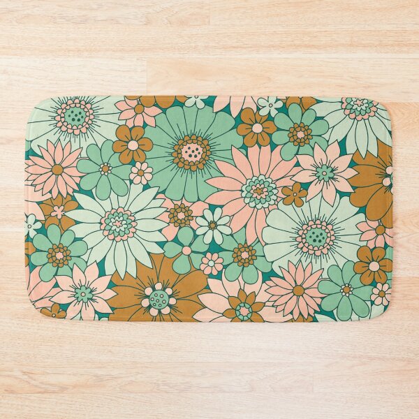 Item preview, Retro Daisies in Blush + Jade designed and sold by latheandquill.