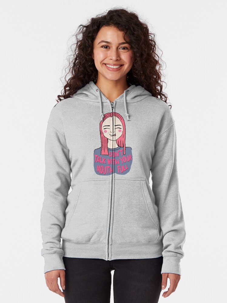Alternate view of Don't talk with your mouth full - Pattern Zipped Hoodie