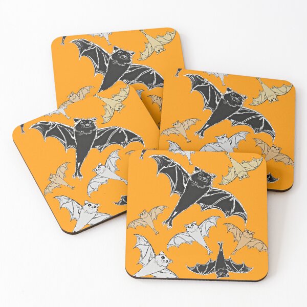 Item preview, cute repeating pattern | adorable Halloween bats flying | black white brown orange | trick or treat designed and sold by DigitalEurydice.