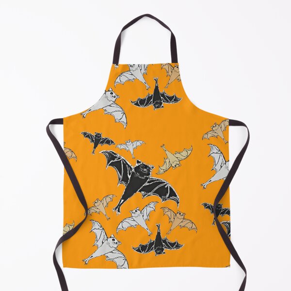 Item preview, cute repeating pattern | adorable Halloween bats flying | black white brown orange | trick or treat designed and sold by DigitalEurydice.