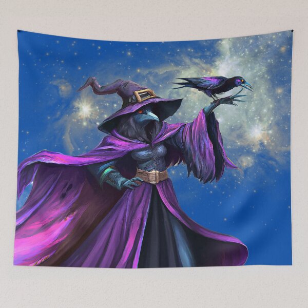 Item preview, Witch Raven casting a magical spell designed and sold by FlippinTurtles.