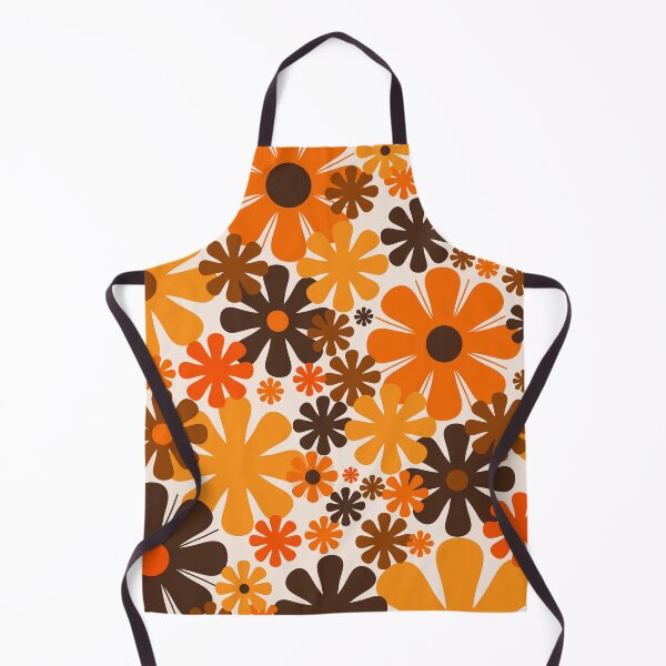 Item preview, Retro 60s 70s Aesthetic Floral Pattern in 1970s Dark Brown Beige Orange designed and sold by kierkegaard.