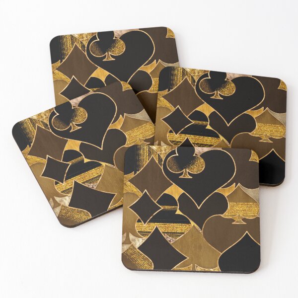 Item preview, Card Suit Symbols collage - Black And Gold textures designed and sold by k9printart.