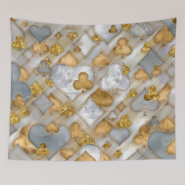 Item preview, Card Suit Symbols pattern - Pearl and gold designed and sold by k9printart.
