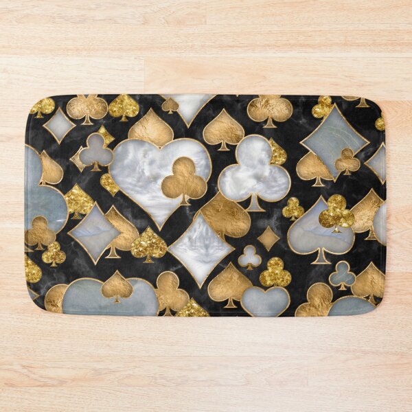 Item preview, Card Suits Symbols pattern - Black, Pearl and Gold  designed and sold by k9printart.