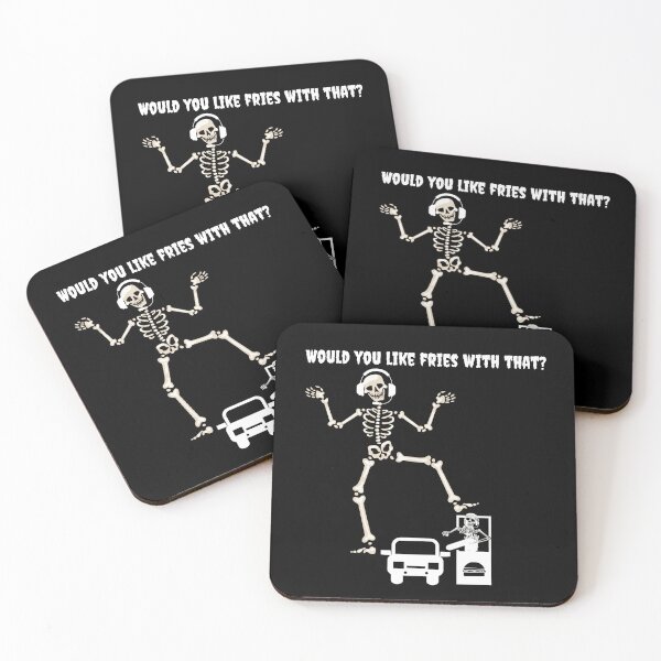 Item preview, Funny and Scary Skeleton Fast Food Worker Halloween Goulish Drive Through designed and sold by BeautifulH.