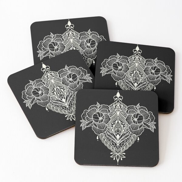 Item preview, Blackwork Tattoo Style Peonies and Ornamens designed and sold by susyrdesign.