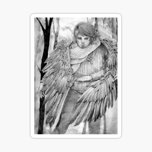 Winged traveler in the woods Sticker