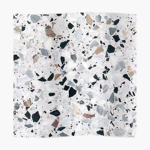 Terrazzo black, white, grey and bronze Poster