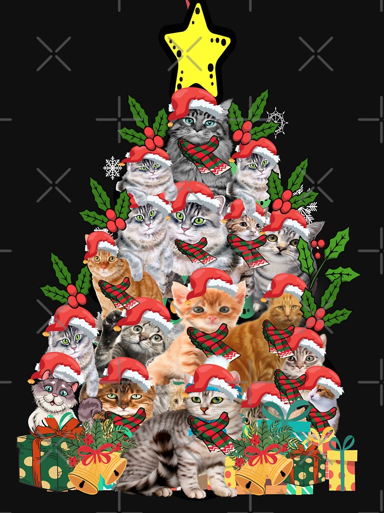 Discover Women's Christmas Cat Xmas Tree Funny Pullover Sweatshirts