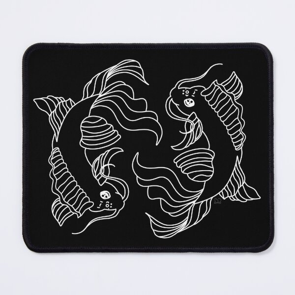 Item preview, Simple Bold Black Background and White Linework - 2 Koi Fish designed and sold by Lucidesigns.