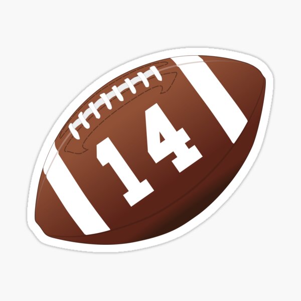 American football ball number 14, fourteen Sticker for Sale by  TheCultStuff