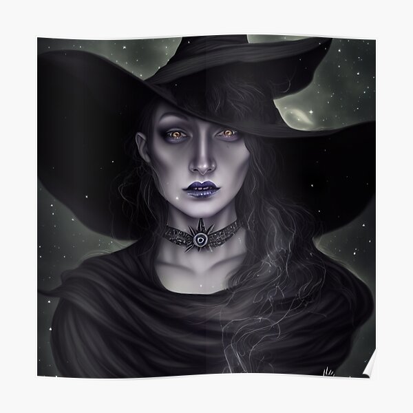 Witch Girl Digital Art Pretty Face Artwork Beautiful Girl Art Witchy Girl Dark Woman Art 03