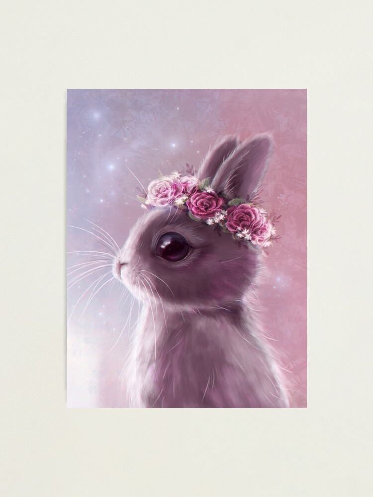 Photographic Print, Fairy bunny designed and sold by .Aria .
