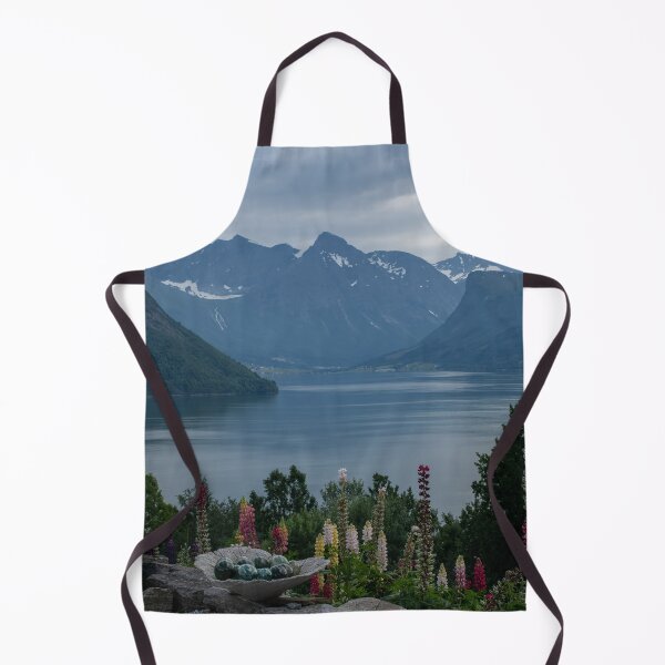 Item preview, Wonderful landscapes in Norway. Vestland. Beautiful scenery of Romsdal Fjord from the Torvikeidet village. Nice flower composition in foreground. Snowed mountains Summer cloudy day designed and sold by Maurizio Fabbroni.