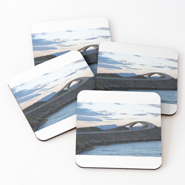 Item preview, Maravillosos paisajes en Noruega. Vestland. Hermosos paisajes de famosos puentes en la ruta panorámica de la Carretera del Atlántico. Mar en calma al atardecer en un día nublado. Rayos de sol entre las nubes. designed and sold by Maurizio Fabbroni.