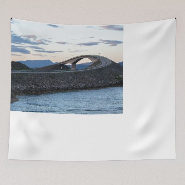 Item preview, Maravillosos paisajes en Noruega. Vestland. Hermosos paisajes de famosos puentes en la ruta panorámica de la Carretera del Atlántico. Mar en calma al atardecer en un día nublado. Rayos de sol entre las nubes. designed and sold by Maurizio Fabbroni.