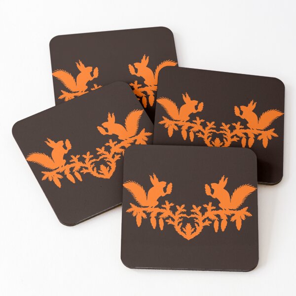 Artikelvorschau, Märchenhaftes Germany  Ornament Vögel Blume Eichhörnchen Tannenzapfen Scherenschnitt Silhouette orange entworfen und verkauft von G-M-Designs.