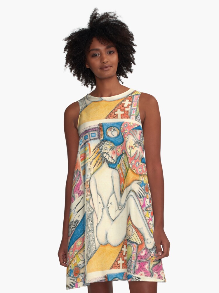 Thumbnail 1 of 4, A-Line Dress, Poetry designed and sold by Arema Arega.