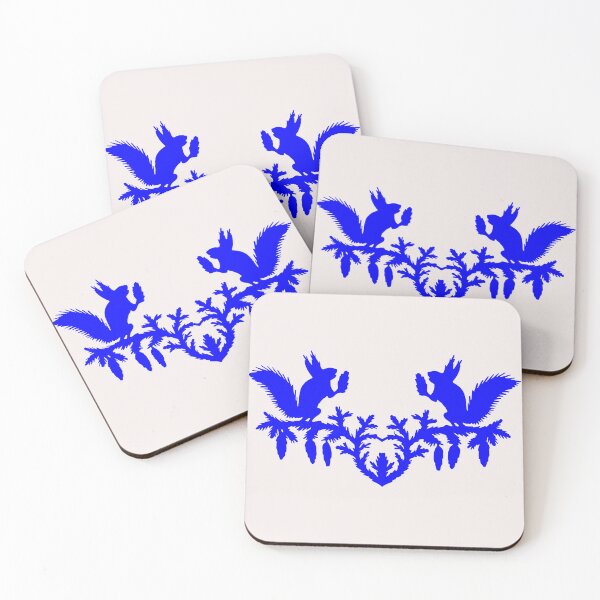 Item preview, Fairytale Germany ornament birds flower squirrel pinecone paper cut silhouette medium blue designed and sold by G-M-Designs.
