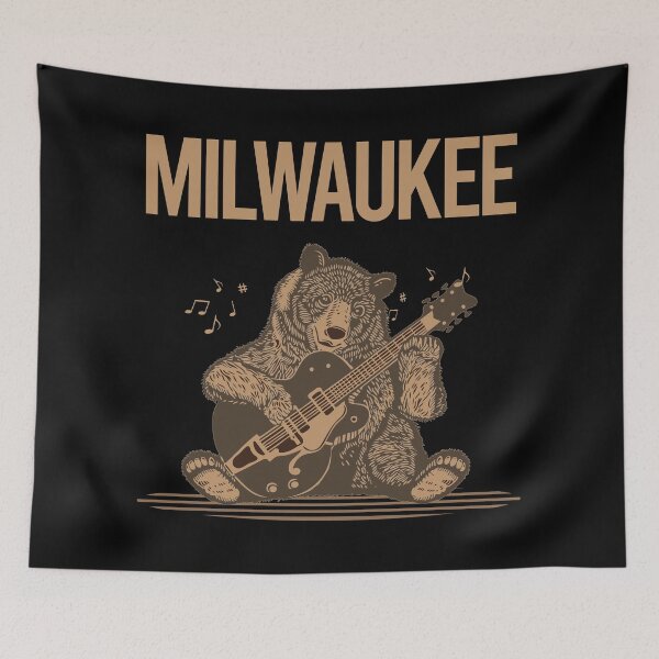 Item preview, Bear With Guitar Milwaukee designed and sold by BloodMoneyTwit.