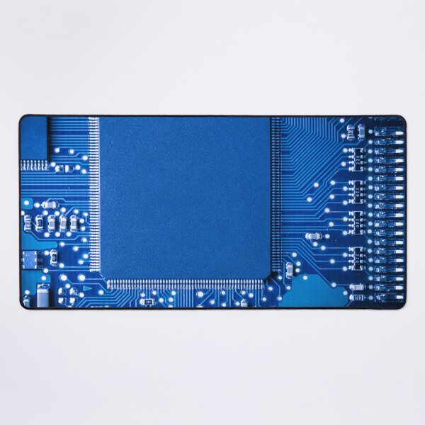 Aperçu de l'œuvre Art de la technologie des lignes de trace PCB de la carte de circuit imprimé bleu créée et vendue par EngineersArt.