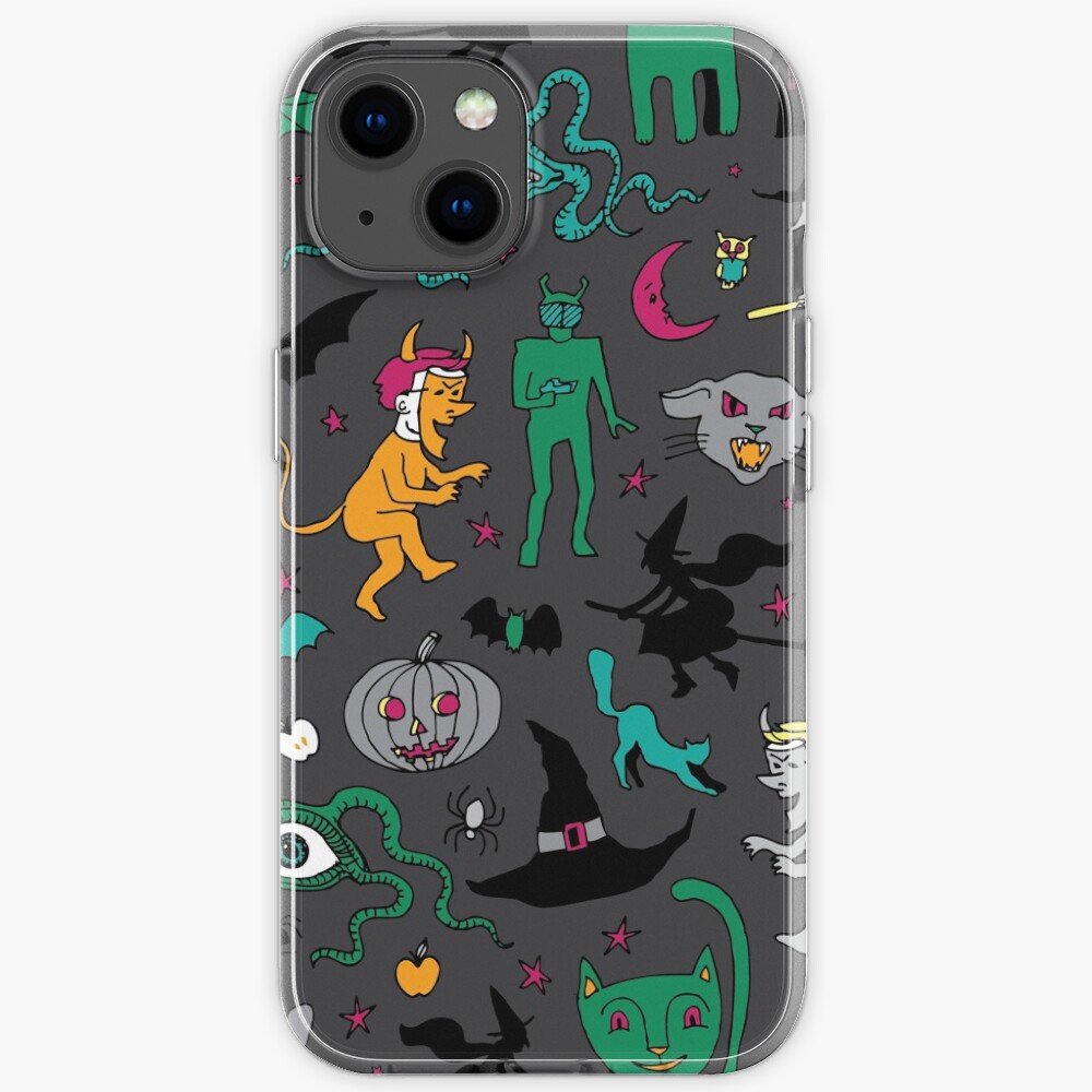 Retro Halloween - on grey - Halloween pattern by Cecca Designs iPhone Case