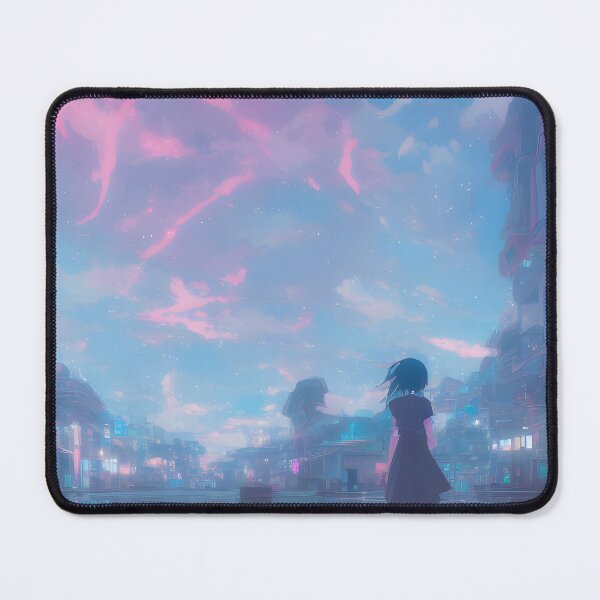 Item preview, Girl in a big city - anime girl city wallpaper designed and sold by MichelangeloAI.