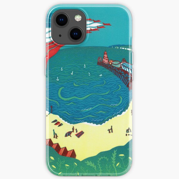 Red Arrows, Bournemouth Beach - Original linocut by Francesca Whetnall iPhone Soft Case